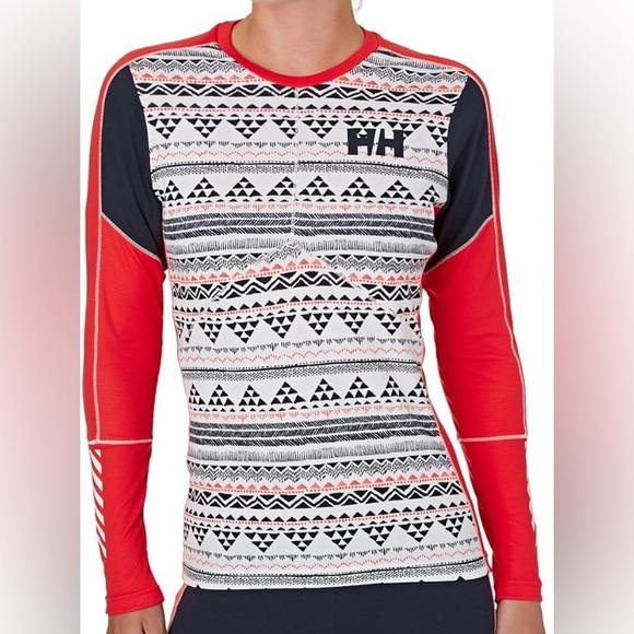 Helly Hansen Tops - Helly Hansen LIFA Active Graphic Crew Base Layer Long Sleeve Melt Down Bricks